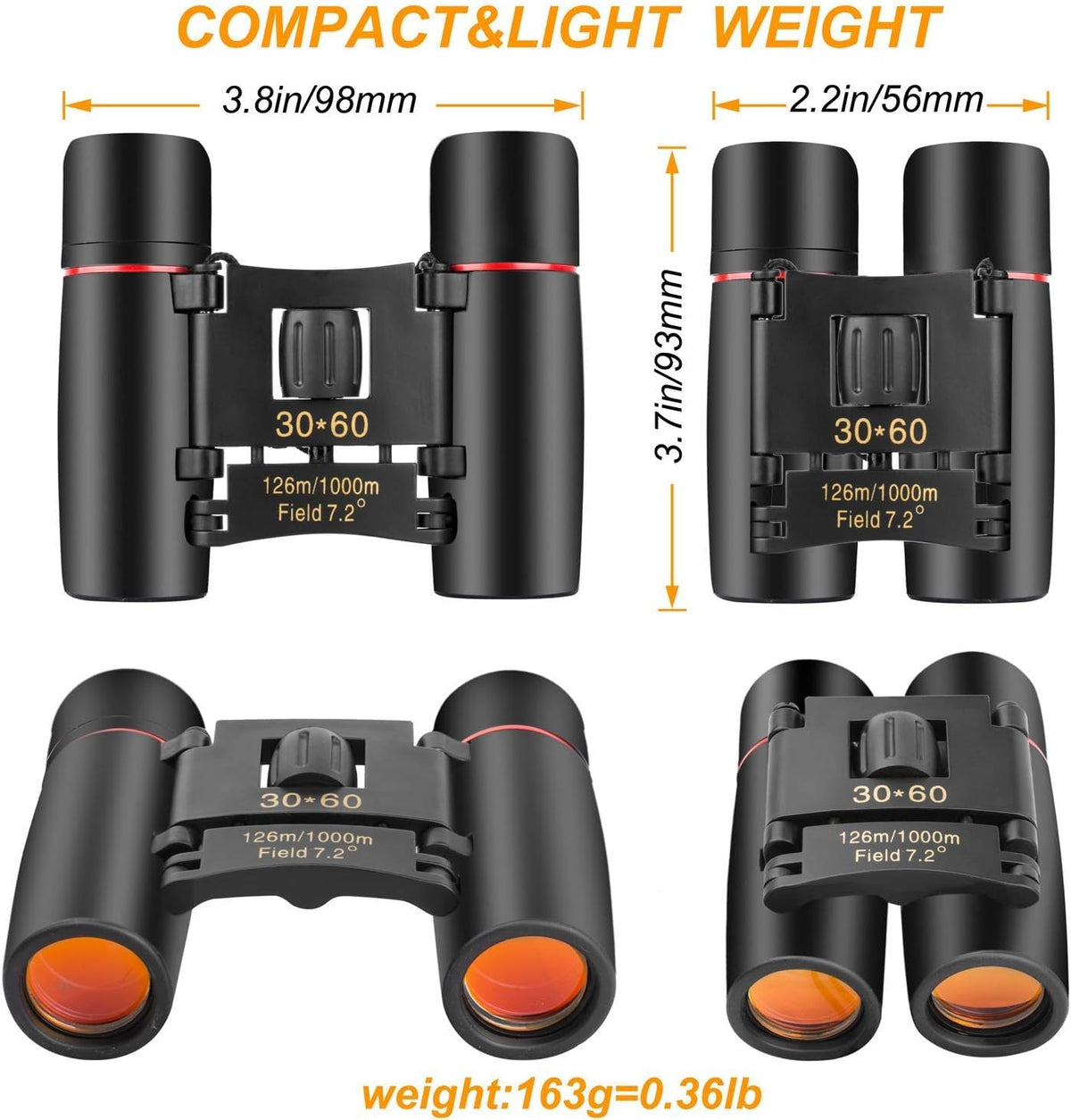 BWEISSTH small compact binoculars in travel case protect lenses during trips.