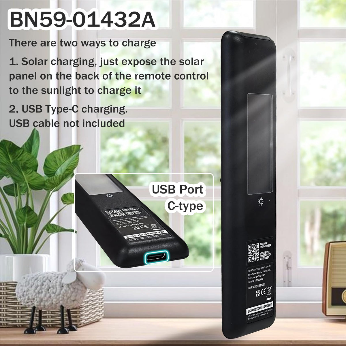 Bxmgr rechargeable remote USB-C port for flexible charging options