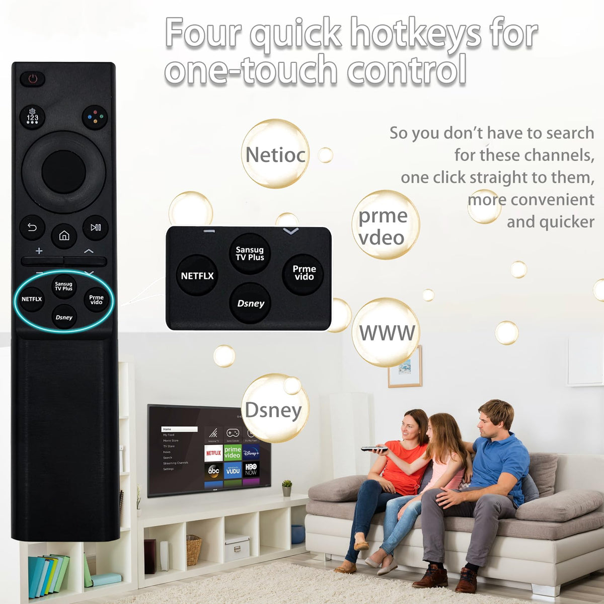 Bxmgr BN59-01388A remote shows four hot keys for instant app access.