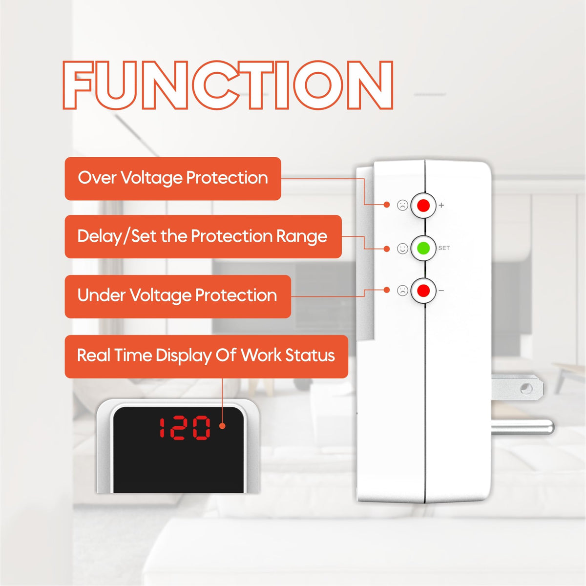 BXST 140J LED display lit for real-time voltage and protection status.