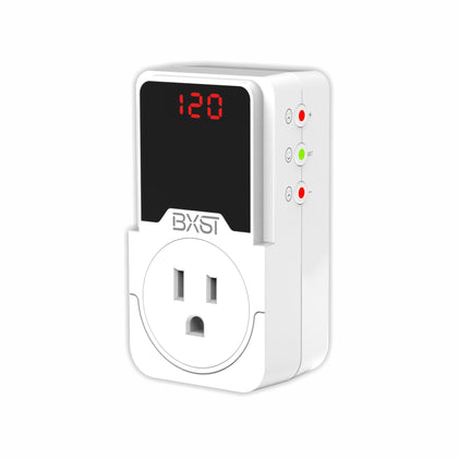 BXST 140J surge protector front view showing compact outlet for appliances.