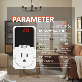 BXST 140J surge protector side view highlights portable form for on-the-go protection.