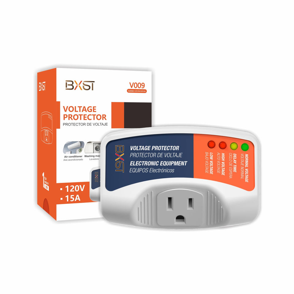 BXST front plug view showing single outlet and compact safety benefit