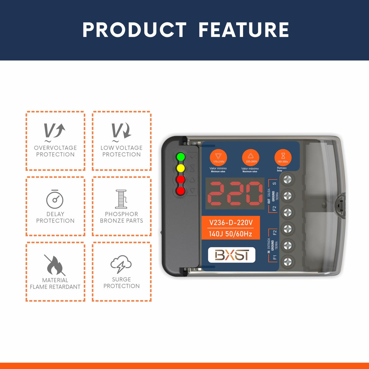 BXST LED voltage readout in use showing real-time mains reading for troubleshooting