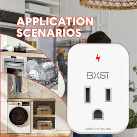 BXST in kitchen wall outlet protecting TV and small appliances in view