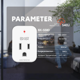 BXST refrigerator surge protector 1800W protects cooling appliances from voltage spikes.