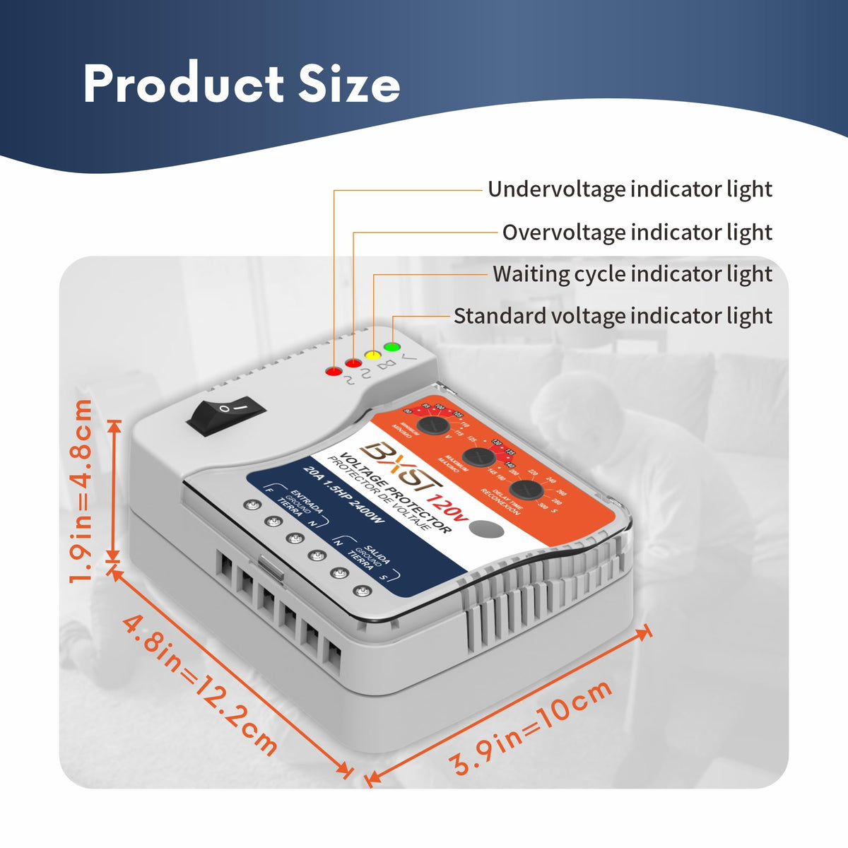 BXST surge protector 20A outlet powers large devices safely during spikes.