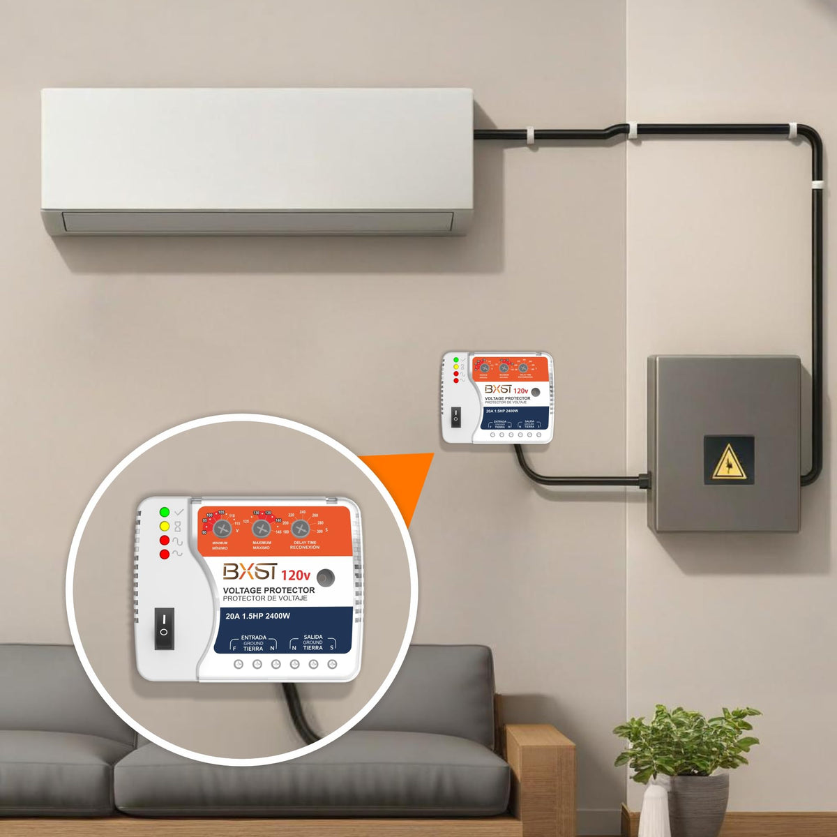BXST surge protector delay helps stabilize power before restart.
