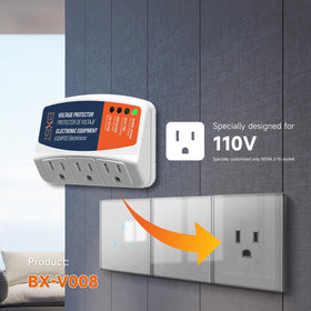 BXST surge protector in use with fridge, TV and PC
