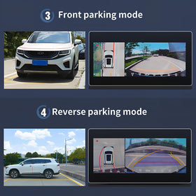 BY-J 360 stitching display shows top-down parking view
