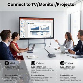 BYDIFFER remote with player hidden behind TV showing concealed install and easy control