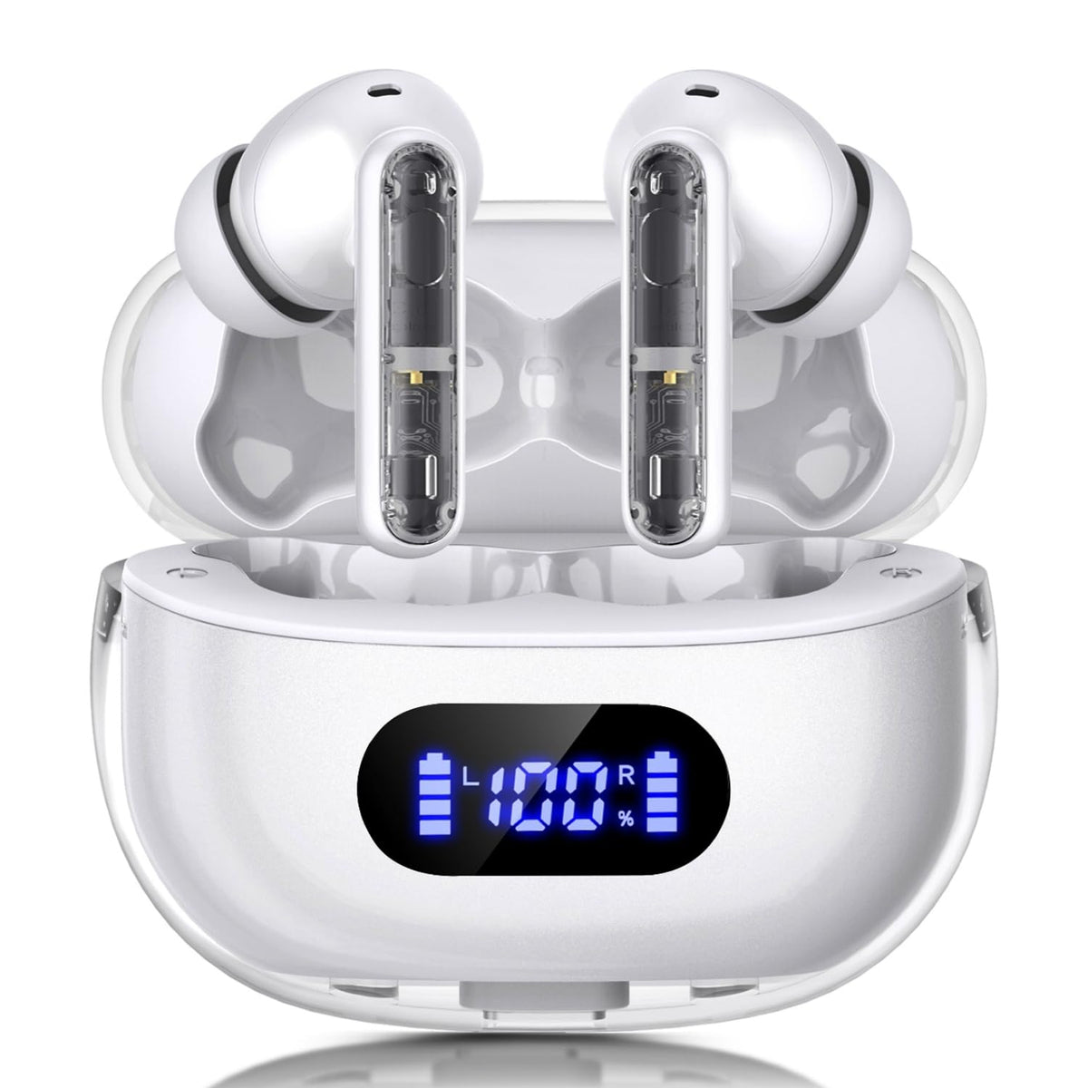 BYDTOOPCBD front view of earbuds and case showing compact design and portability