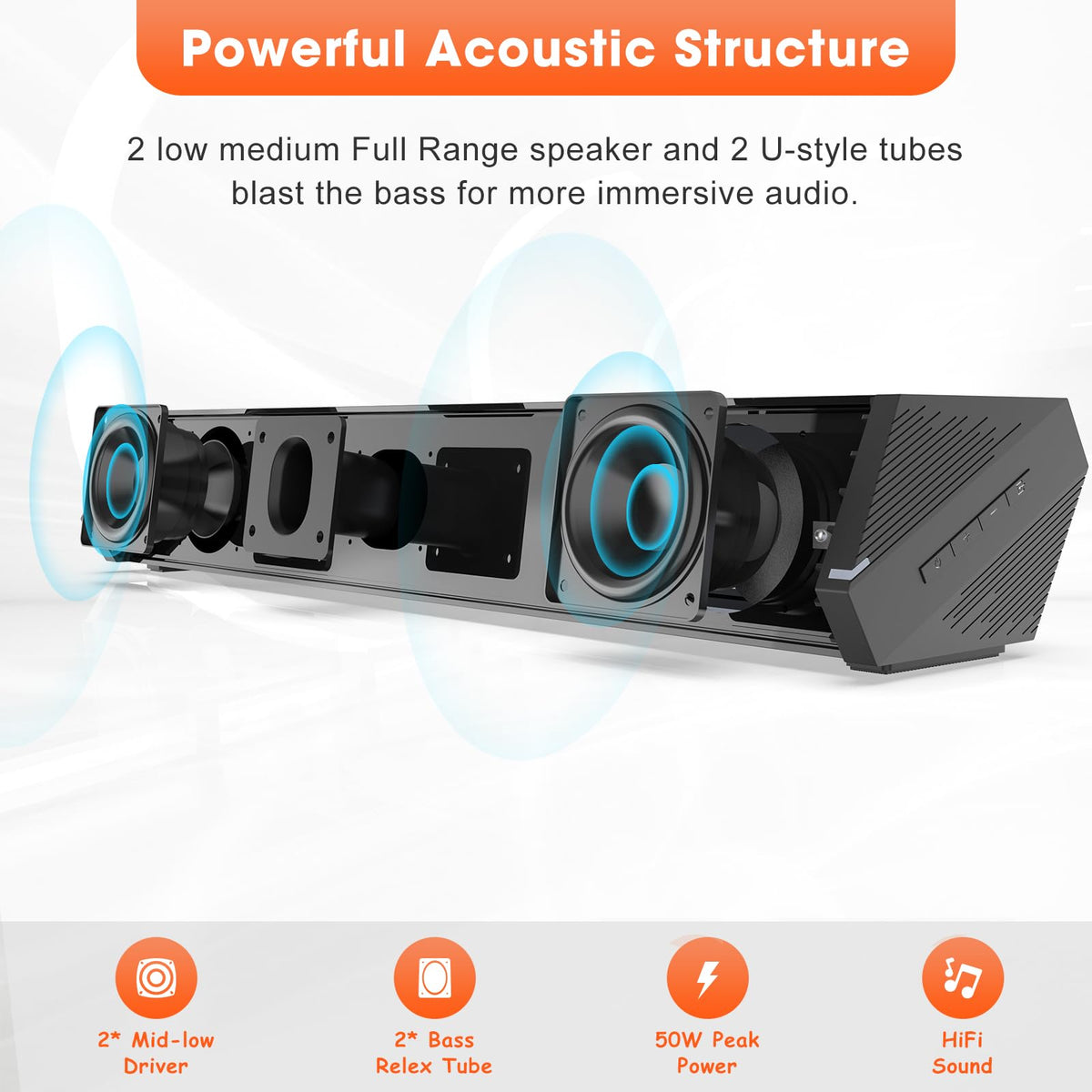 BYL Bestisan close-up of drivers and U-style tubes highlighting fuller bass and clarity
