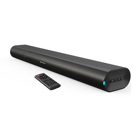 BYL front view of sound bar showing slim profile and balanced design for better TV audio