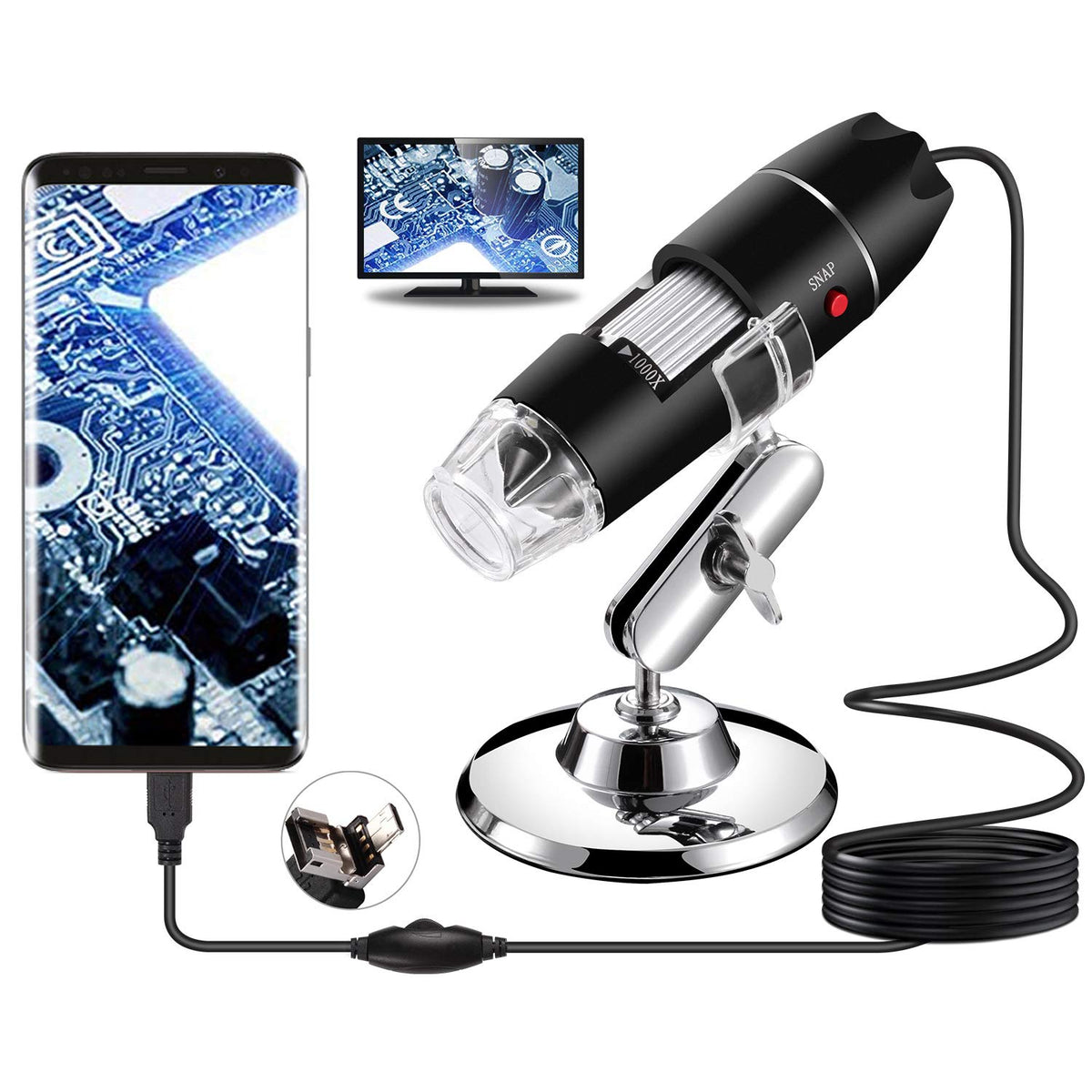 Bysameyee USB microscope coin inspection with detailed edge view and illumination