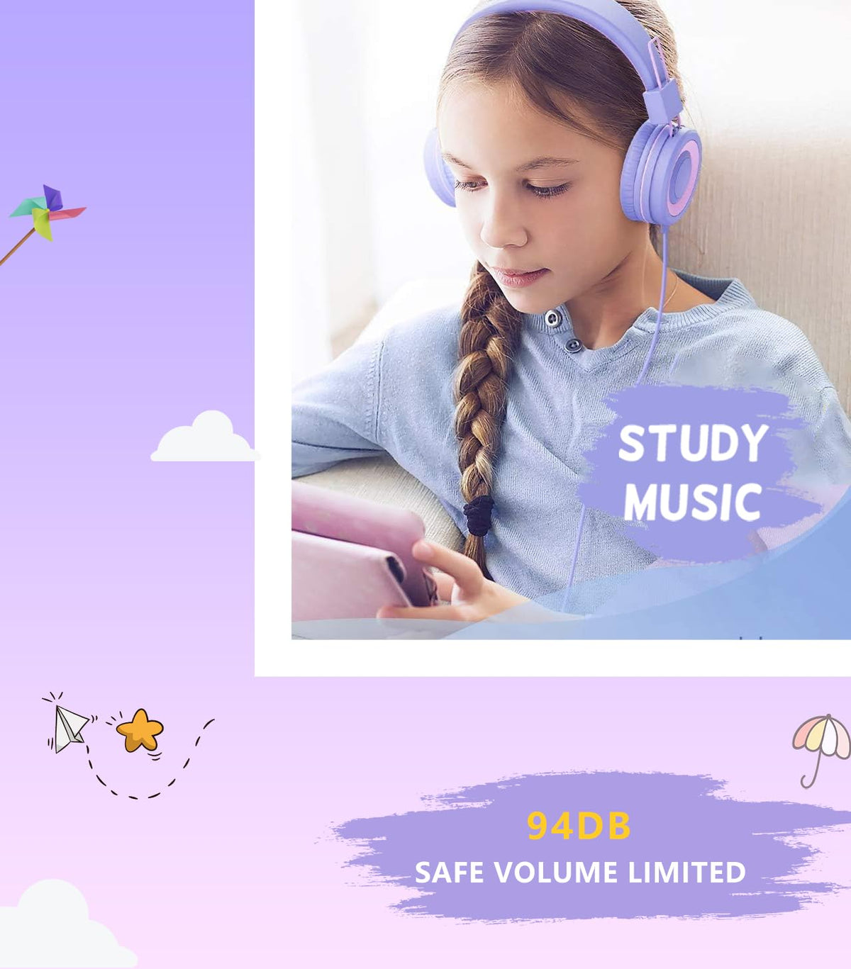 Bywulanda foldable lightweight on-ear headphones for travel and school.