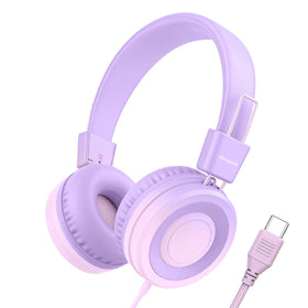 Bywulanda gradient purple kids headphones with comfortable cushions for long study sessions