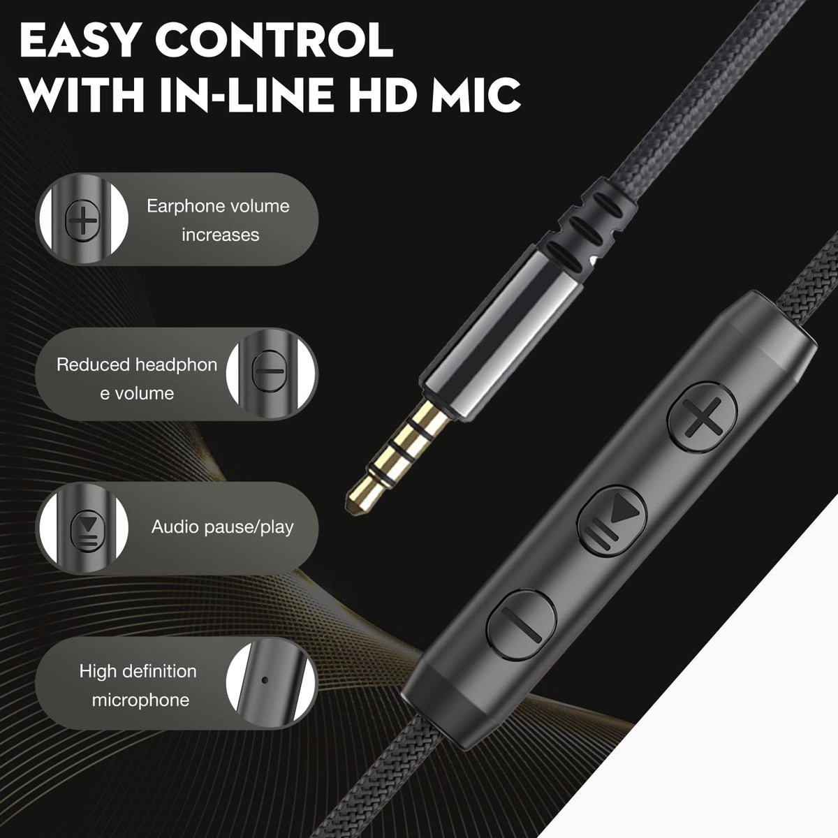 Bywulanda Headphones 3-5mm plug for broad device compatibility.