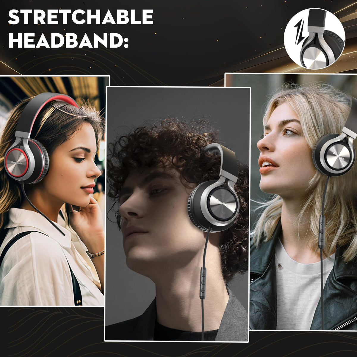 Bywulanda Headphones foldable compact for easy travel storage.