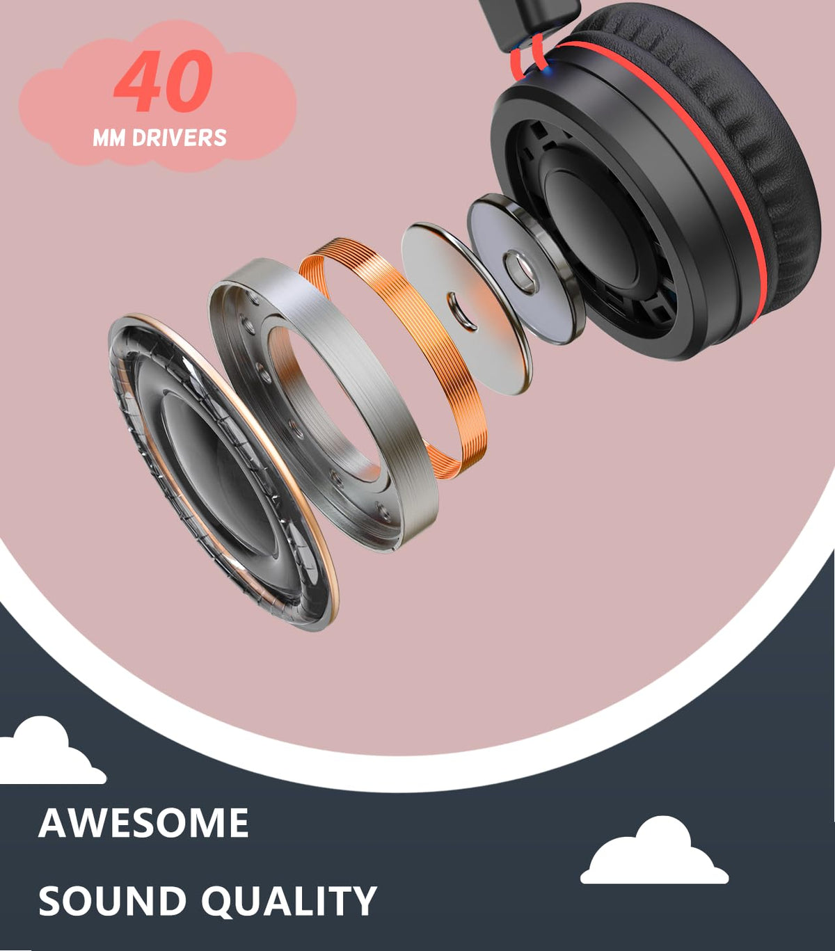 Bywulanda headphones with 94dB limit protecting young ears during listening.