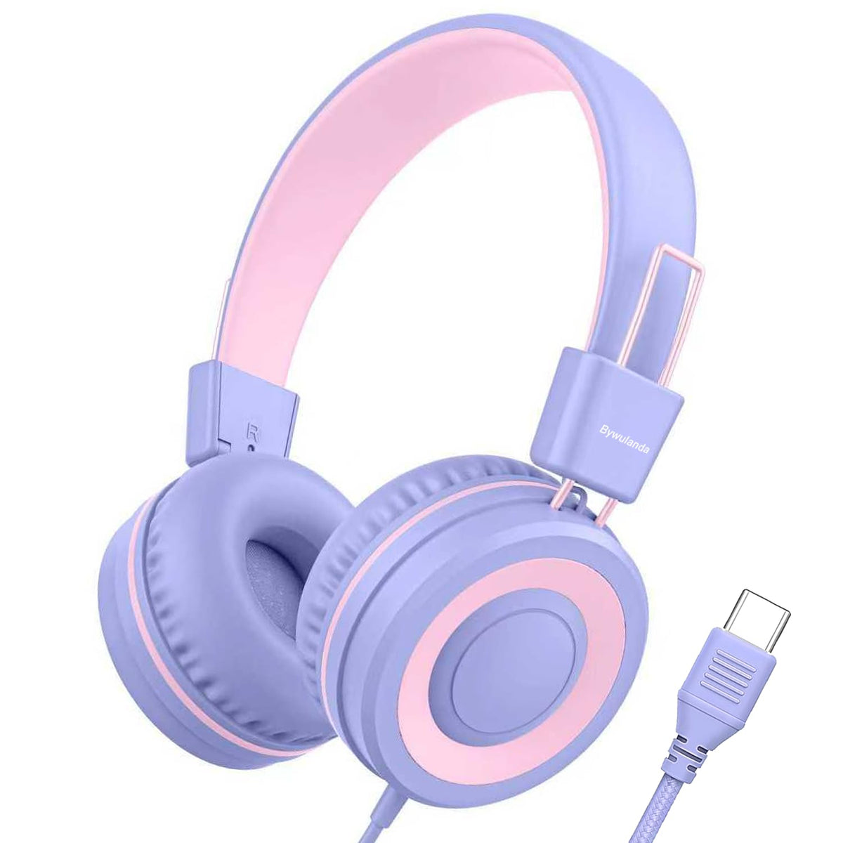 Bywulanda USB-C kids headphones for school with plug-and-play ease.