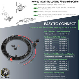 Bzcovac threaded power cable for LiveScope ensures stable onboard power.