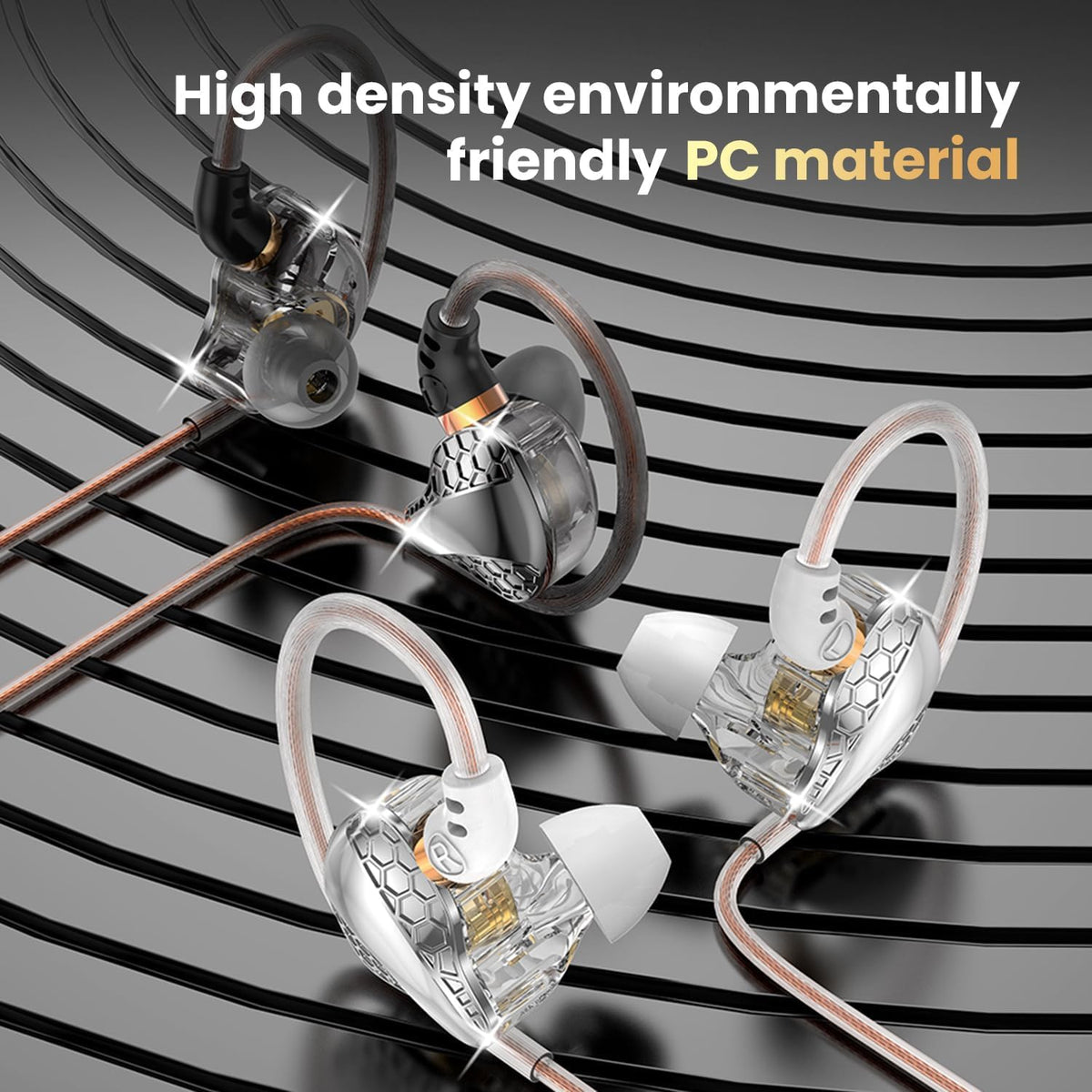 BZINK H89 earbud housing texture close-up, showing smooth high-density PC comfort