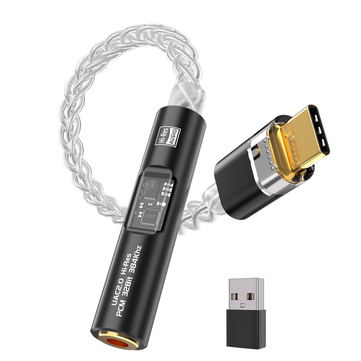 BZINK USB-C to 3.5mm adapter shown with CX31993 DAC for clear sound
