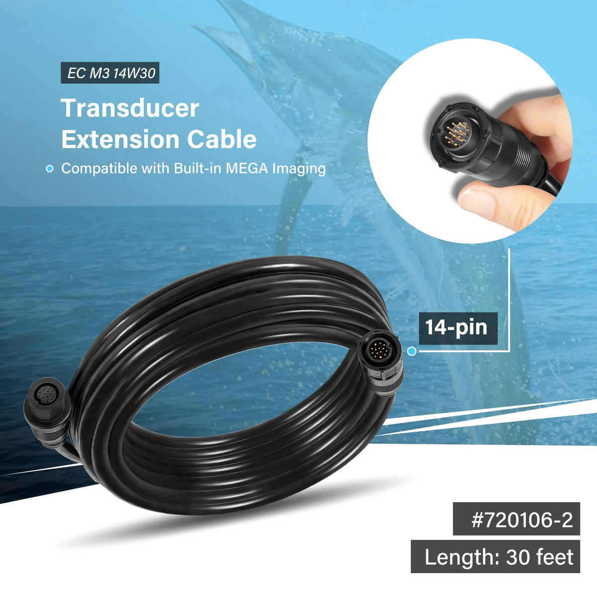 Bzumperyz 720106-2 EC M3 14-pin connector ensures reliable marine connectivity for fish finders
