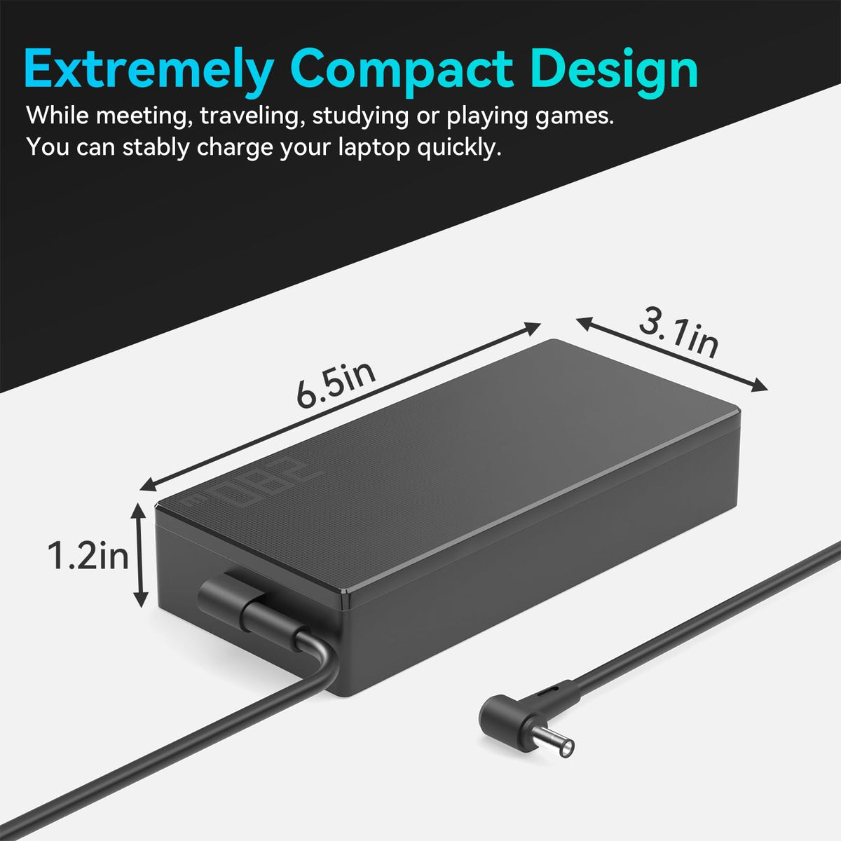 Bzylon 6.0mm barrel connector close-up ensuring secure fit and steady charging