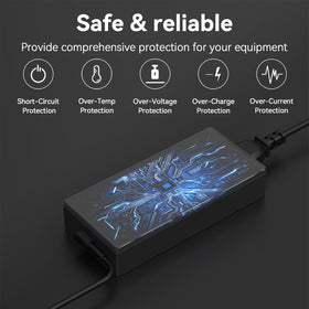 Bzylon adapter label and textured shell highlighting safety ratings and durability