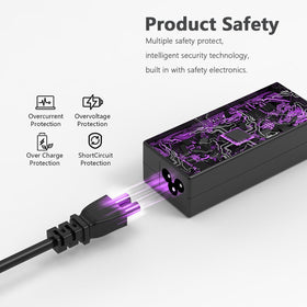 Back view of the Bzylon 65W Dell adapter, compact and travel-friendly