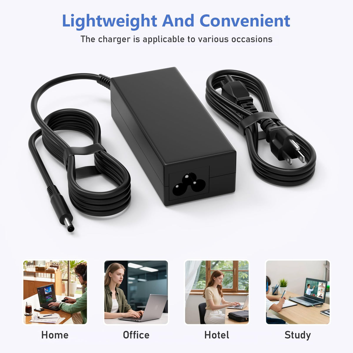 Bzylon 65W Dell adapter packaging, compact box for safe shipping.