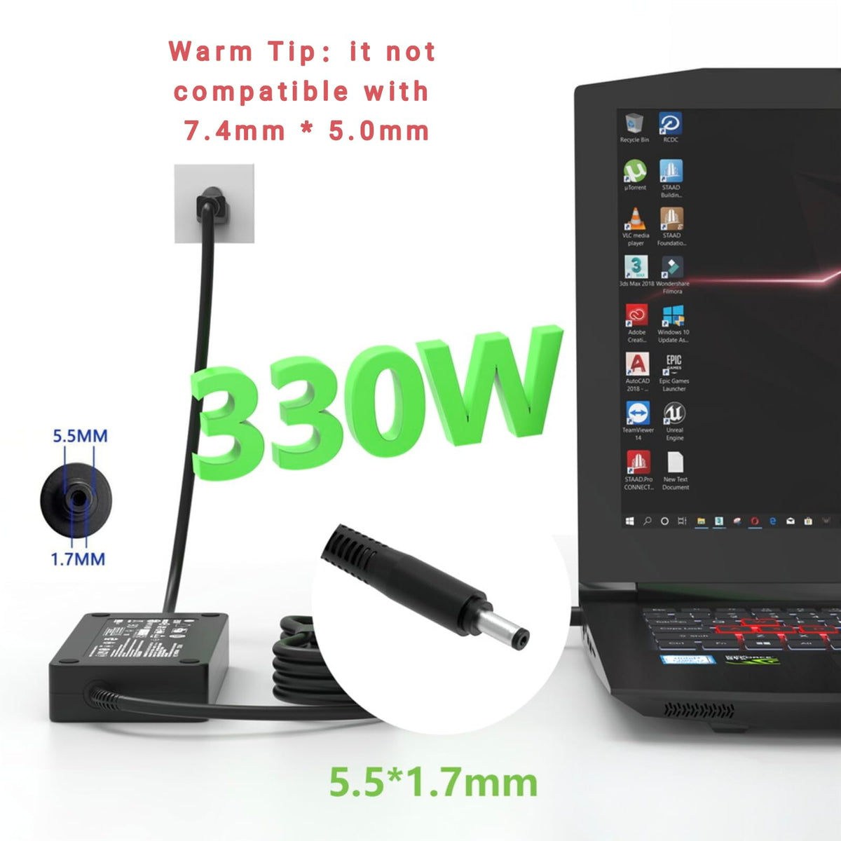 Bzylon adapter charging laptop on dorm desk for dependable performance