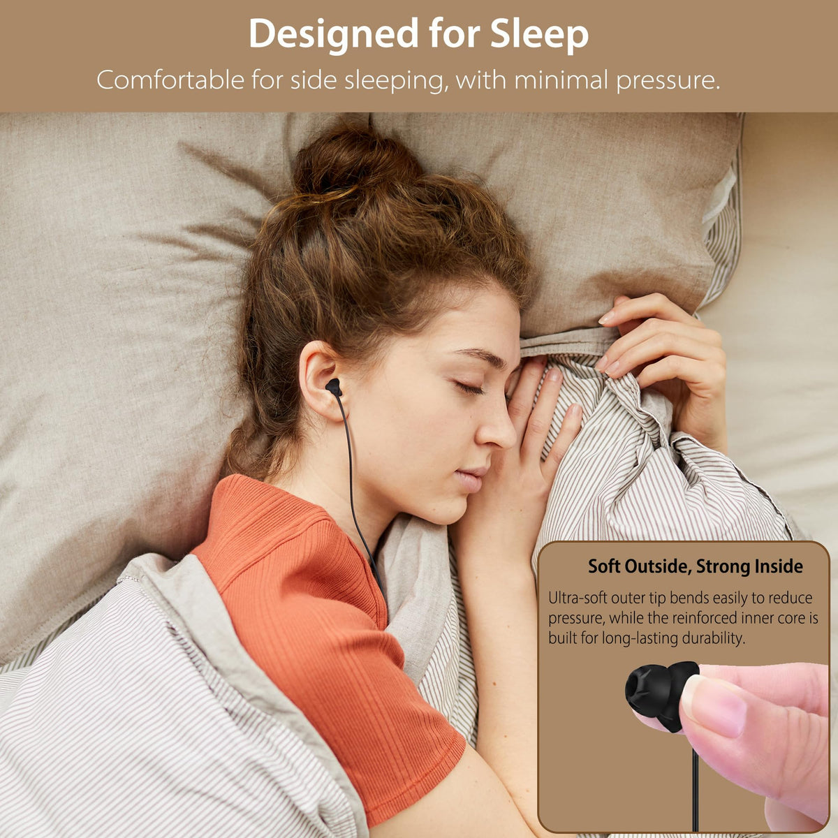 C G CHANGEEK close-up of ultra-soft silicone tip for comfortable side sleeping