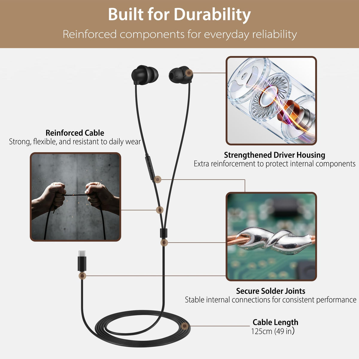 C G CHANGEEK inline remote with mic for hands-free calls and playback control