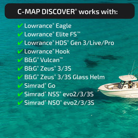 C-MAP bathymetry layer reveals shallow areas and drop-offs for safer navigation