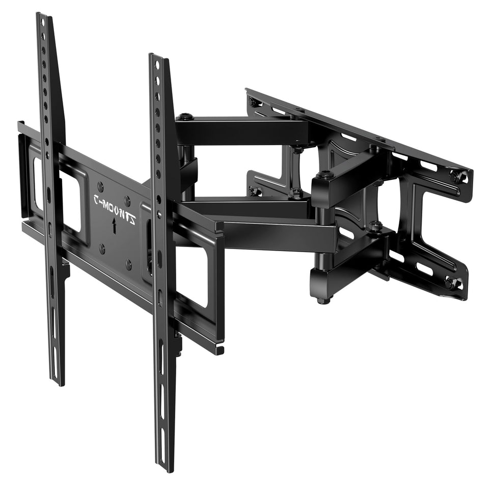 C-MOUNTS front view of mounted TV showing sturdy frame and clean appearance benefit of stability