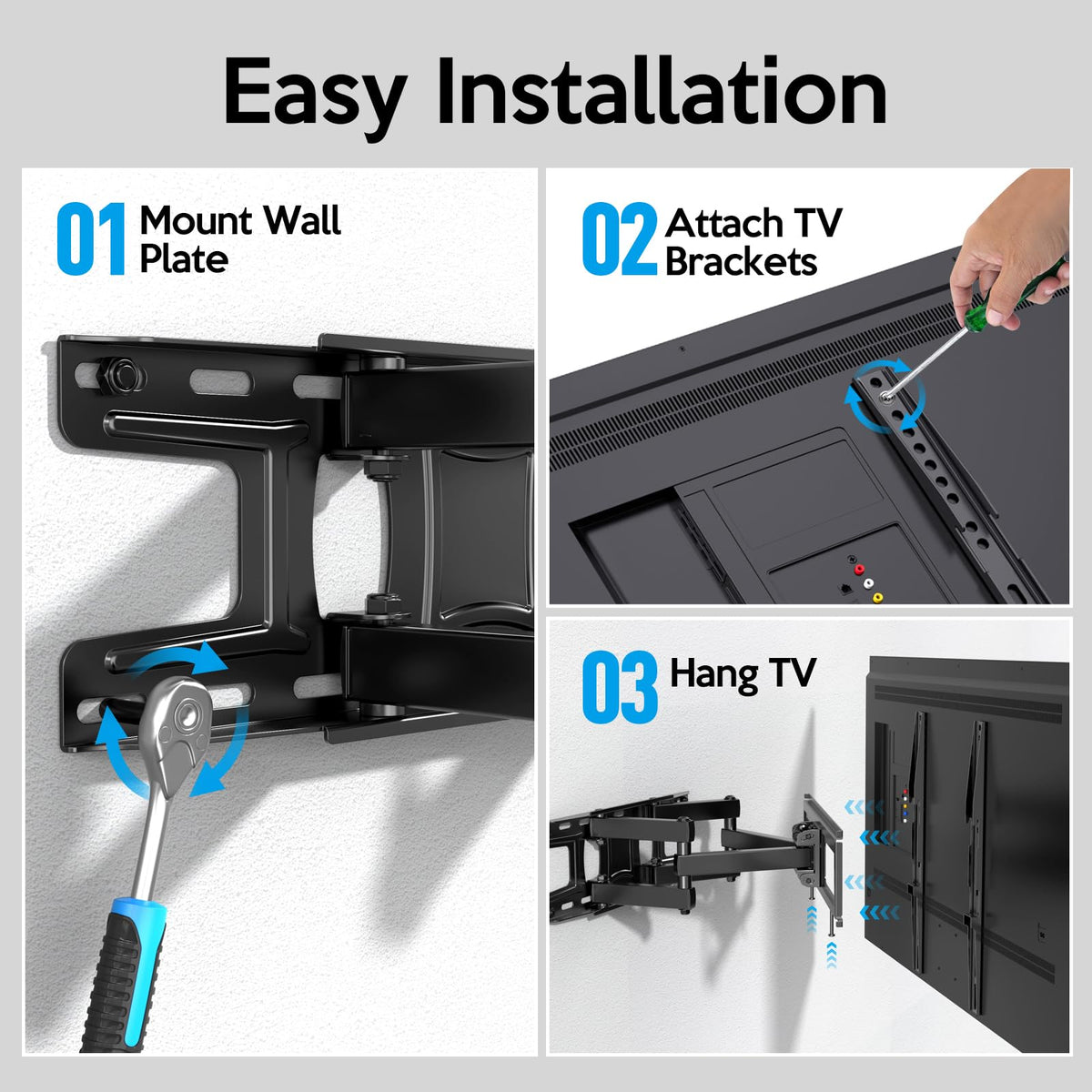 C-MOUNTS included installation hardware and manual showing organized parts benefit of easy setup