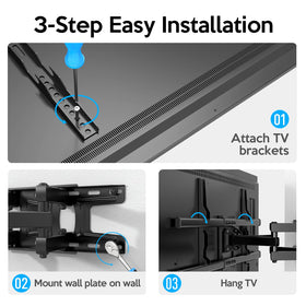 C-MOUNTS TV mounted on brick wall illustrating solid mounting and stability