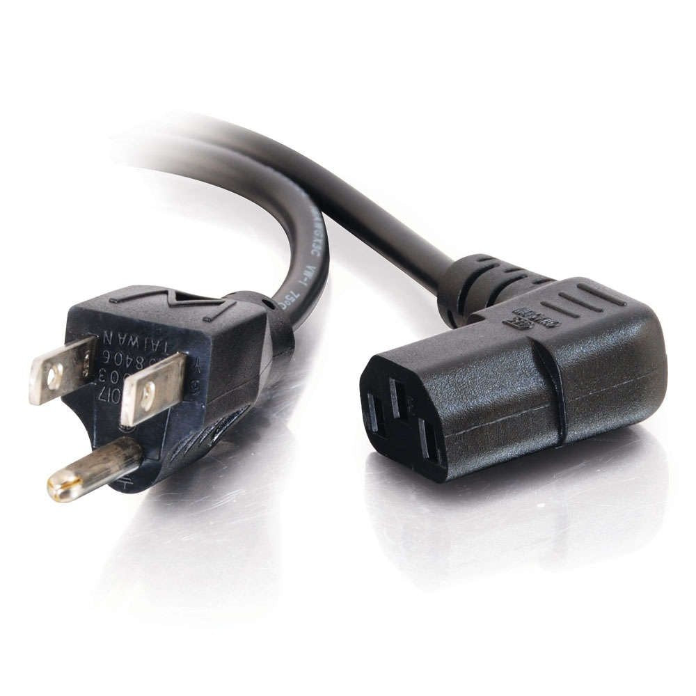C2G 10ft right-angle power cord for tight-space setups.