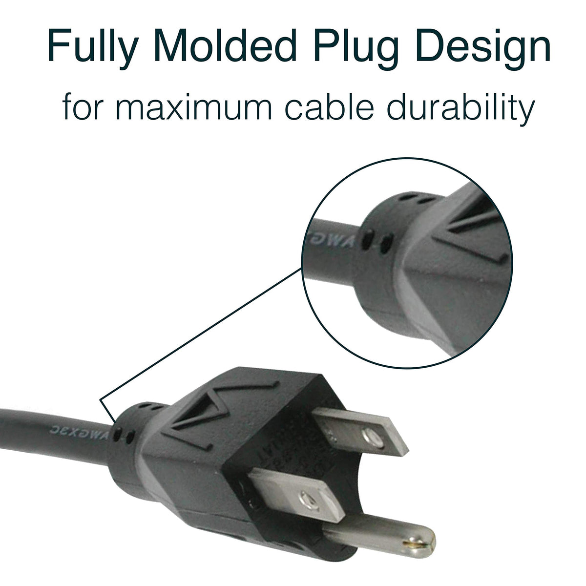 C2G universal 3-pin power cord with shroud for safe connections