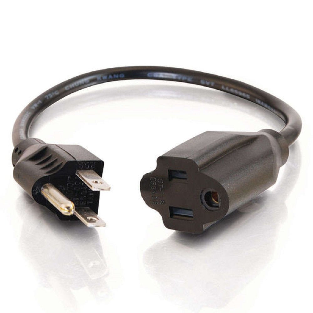 C2G extension cord in use behind a desktop keeping outlets accessible