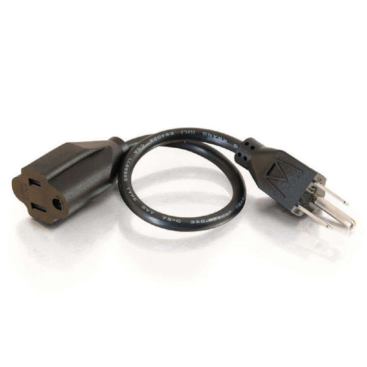C2G front view of 3ft extension cord showing compact packaging and benefits