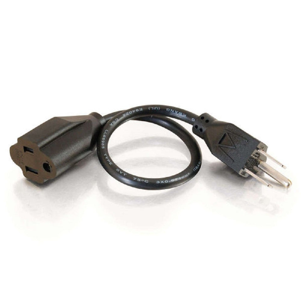 C2G front view of 3ft extension cord showing compact packaging and benefits