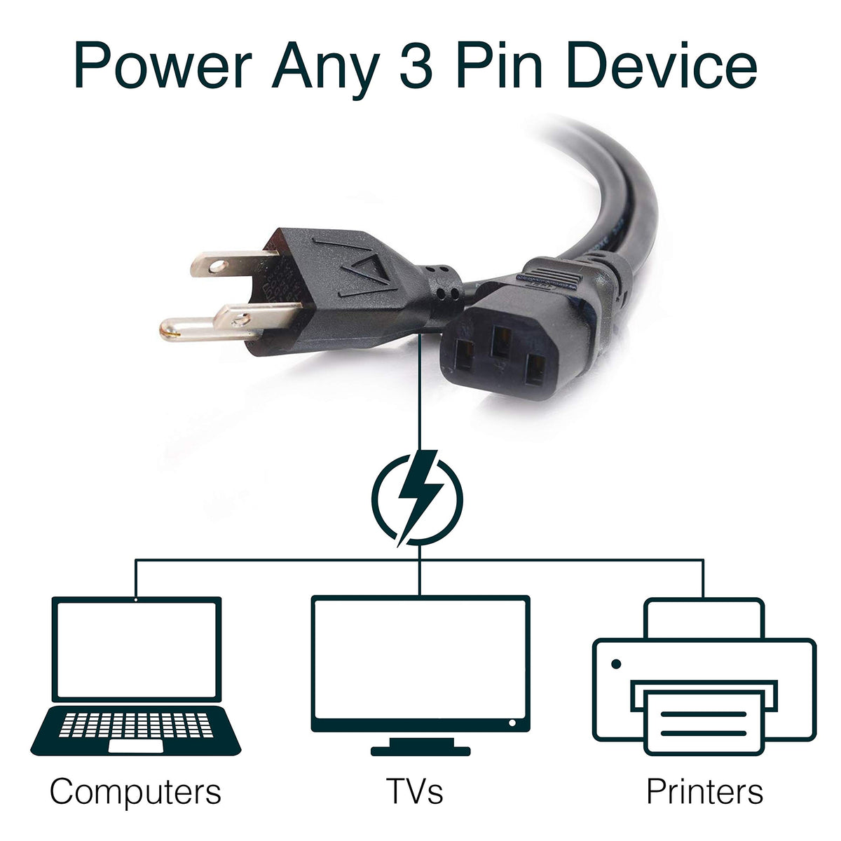 C2G shielded 18 AWG universal power cable ready for PC or monitor