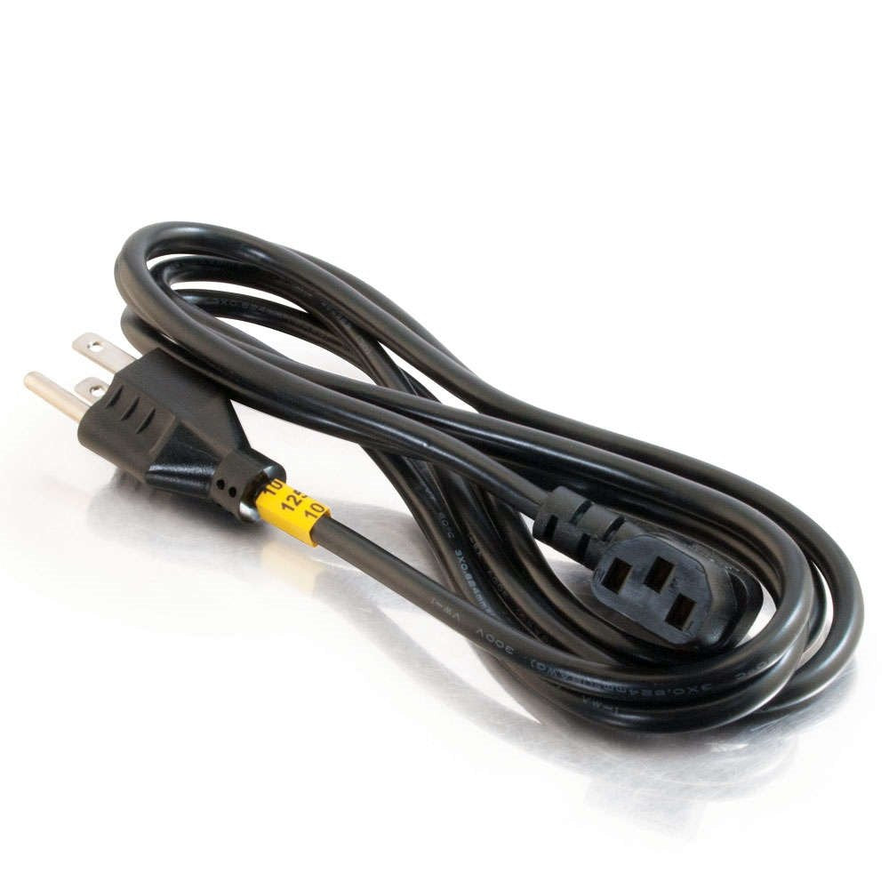 C2G universal power cord right-angle design fits PCs, monitors, printers in confined areas.