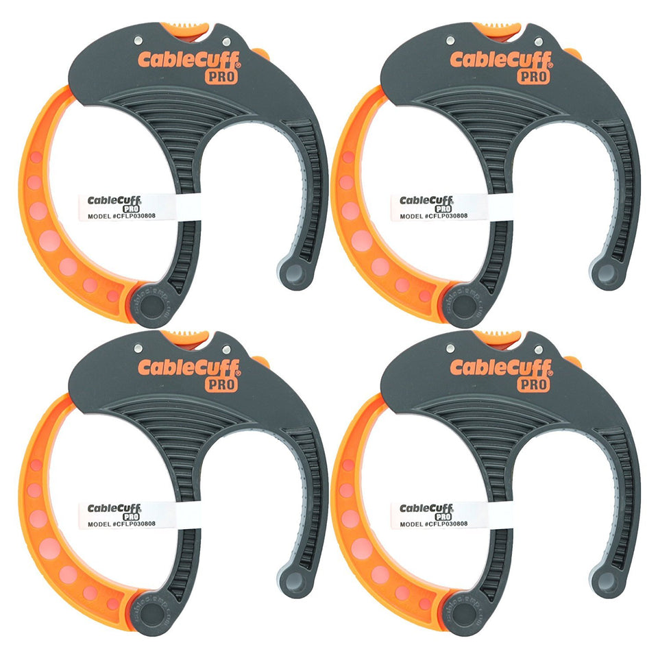 Cable Cuff PRO 4-pack large-diameter in-use on a thick extension cord for tidy wiring.