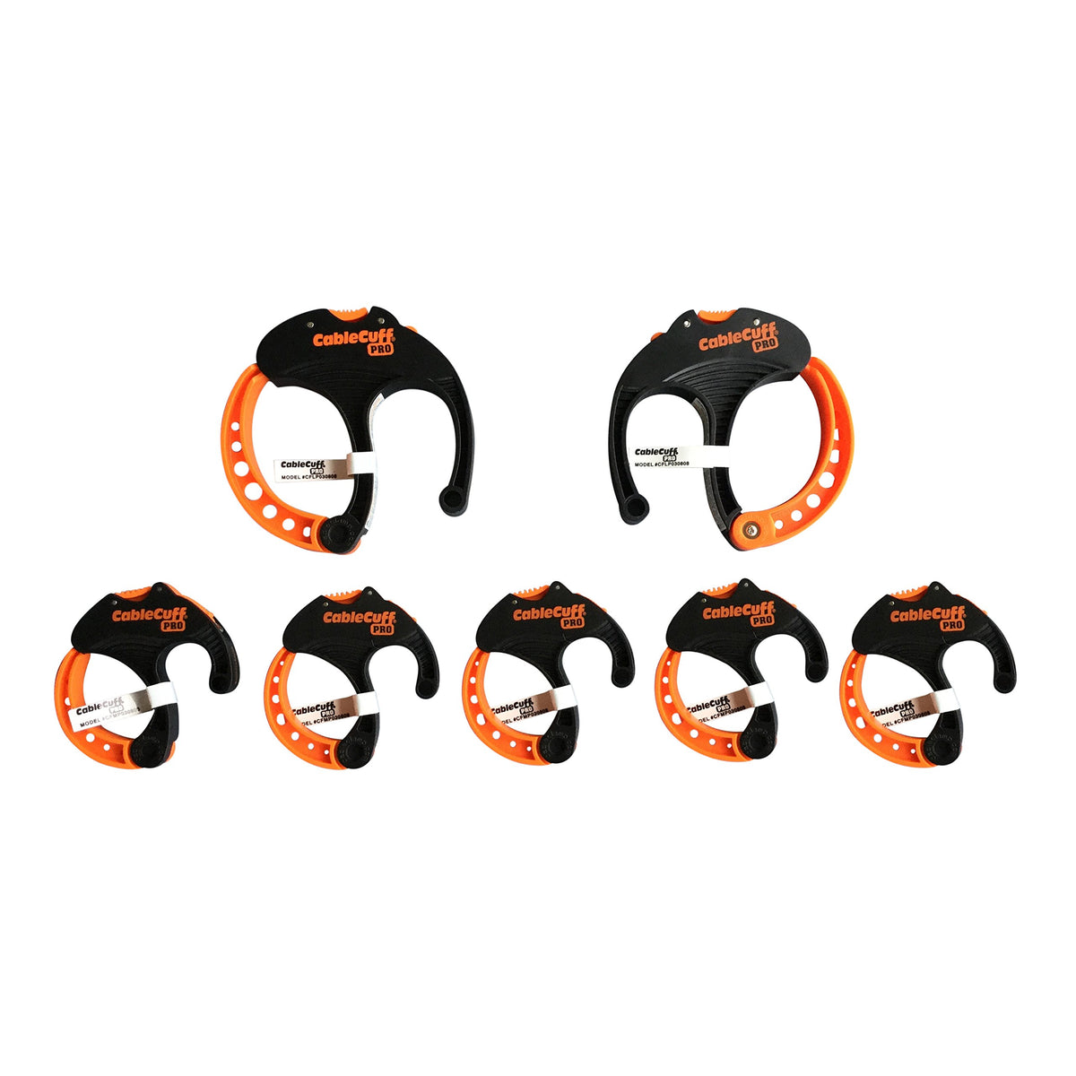 Cable Cuff Pro 7-pack bundle enables quick cable organization and release.
