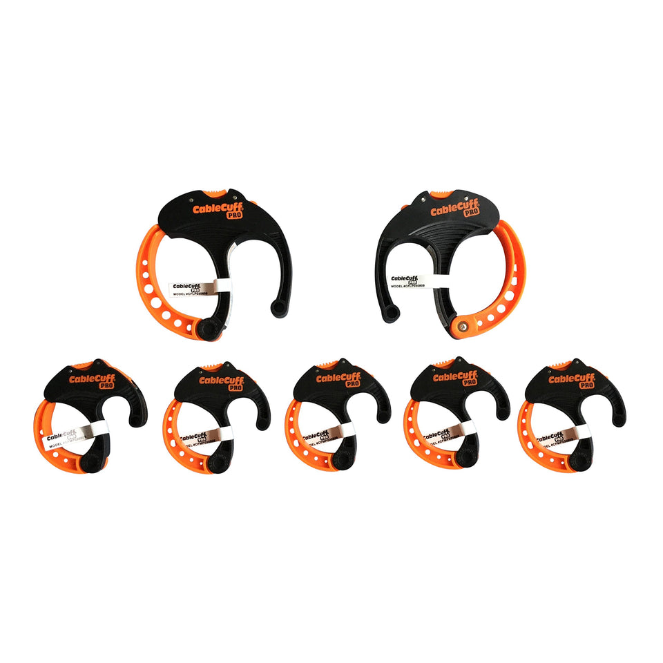 Cable Cuff Pro 7-pack bundle enables quick cable organization and release.
